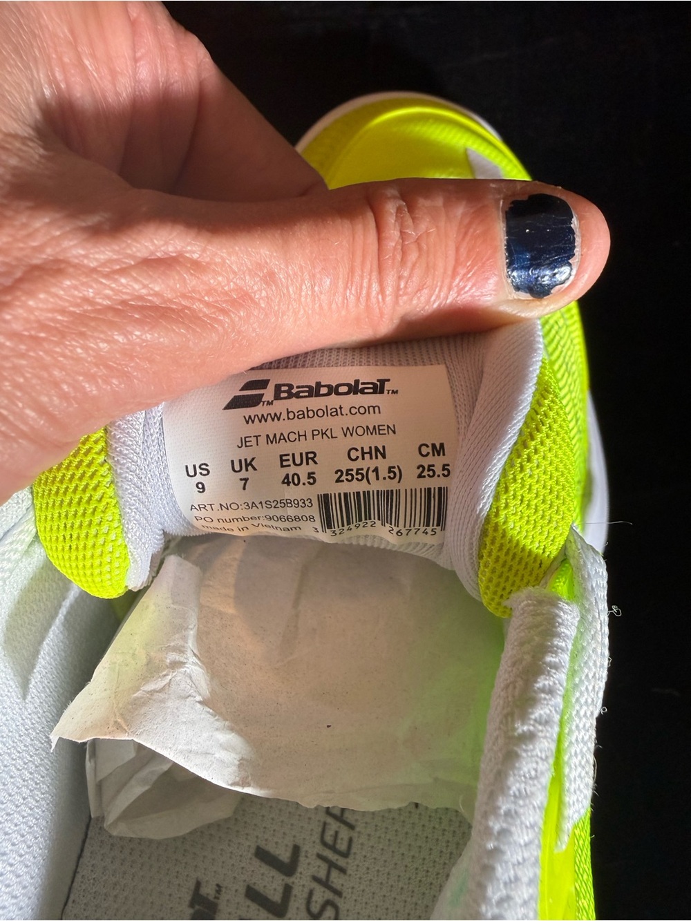 Babolat Jet Mach PKL Women Athletic Shoe - Neon Yellow/White size 9 - Picture 2 of 8